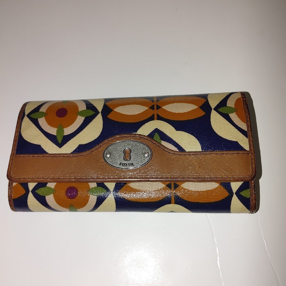 Fossil Leather Multi Compartments Wallet Multicol… - image 1